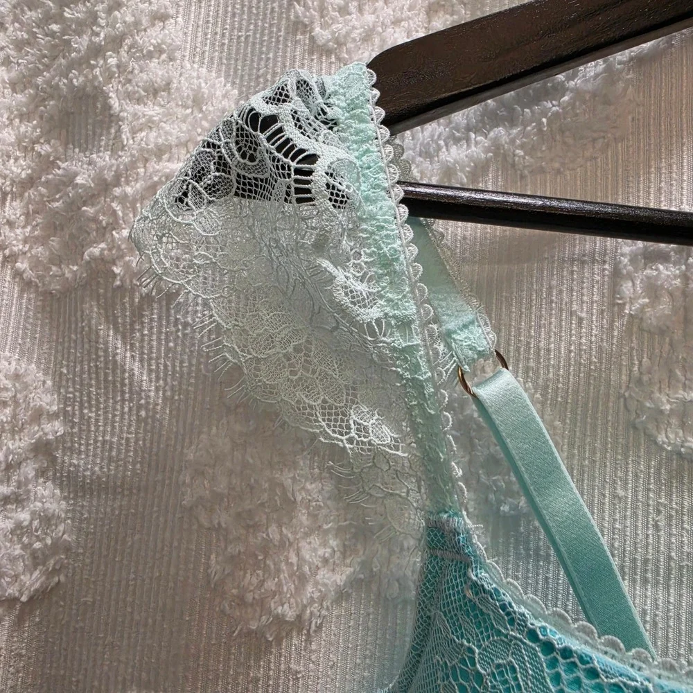 NWT Victorias Secret Dream Angels Lace Corset Top Aqua Blue S-DD‎